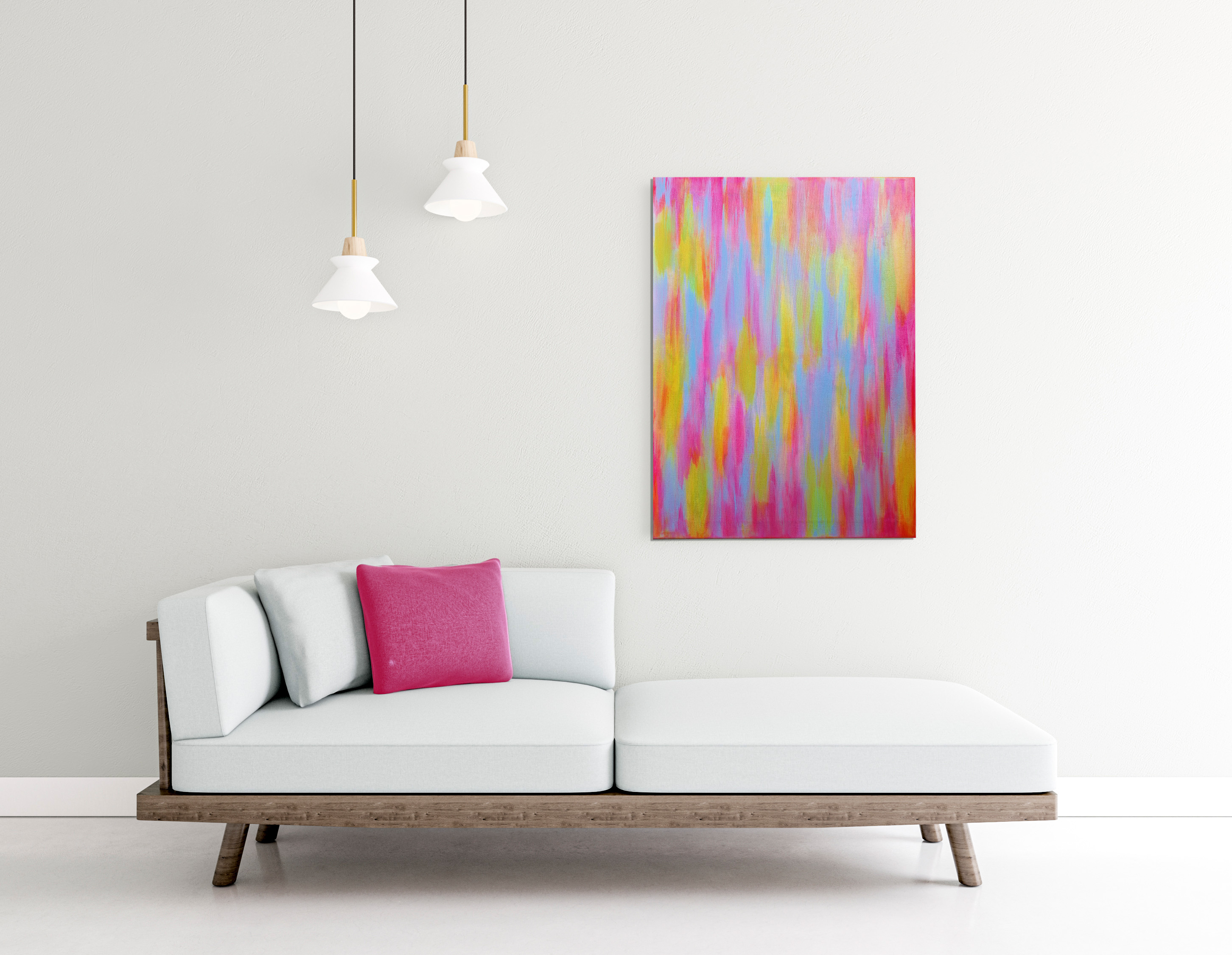 Neon Currents abstraktes Kunstwerk 50x70 cm