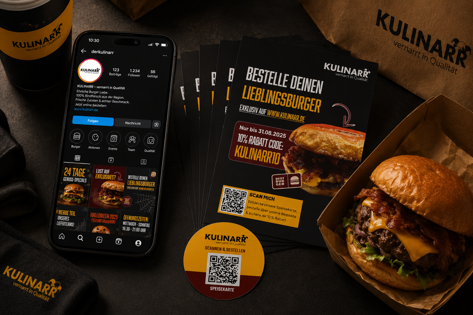 Kulinarr Printdesign und Markenauftritt