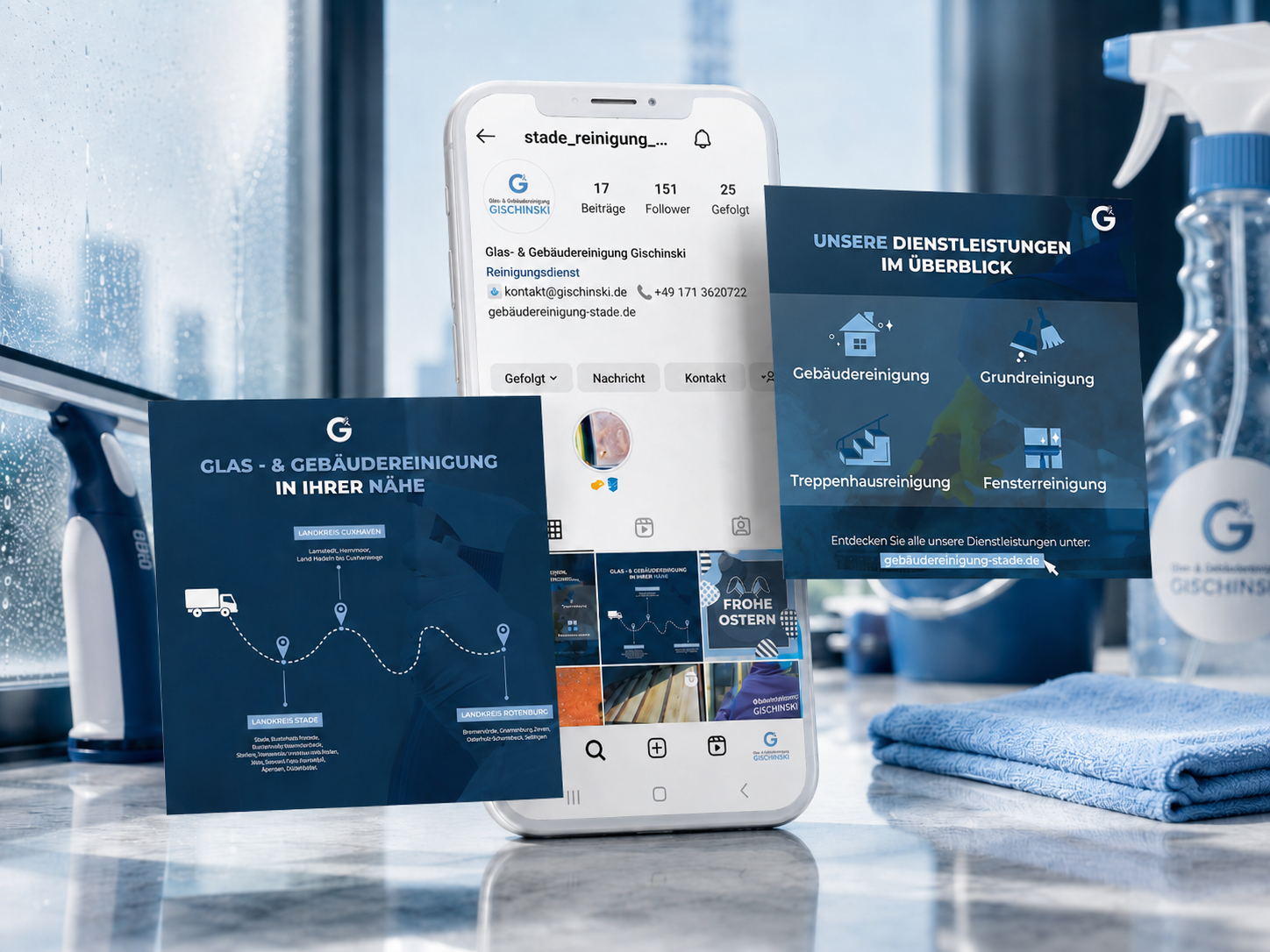 Glas- und Gebäudereinigung Gischinski Social Media Design